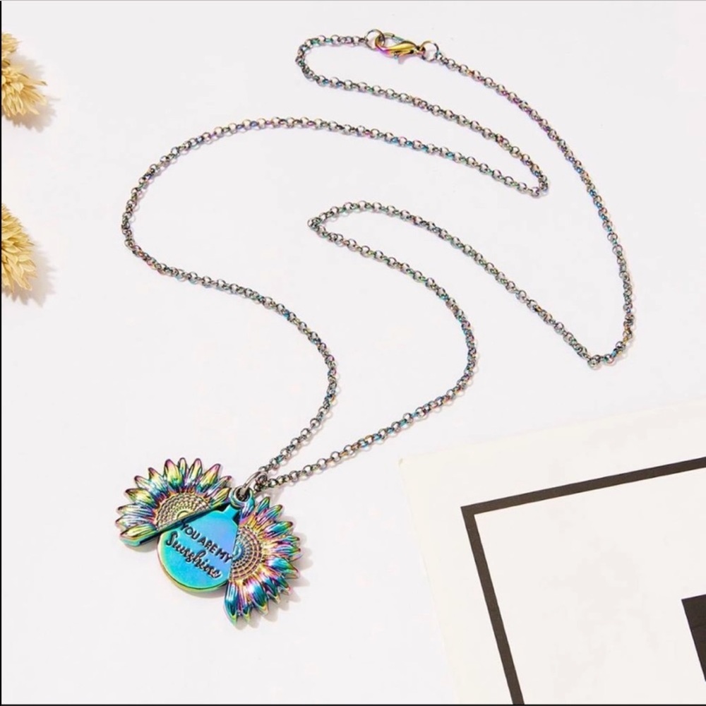 Rainbow You Are My Sunshine Open Locket Necklace - Picture 6 of 8